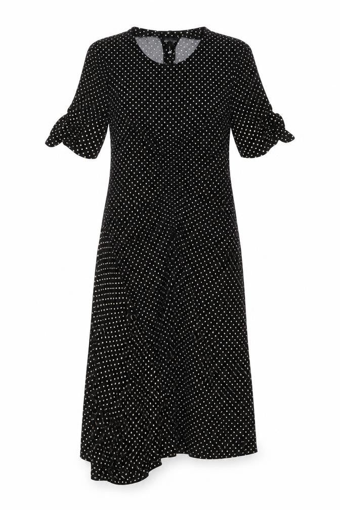 Topshop Womens Black Polka Dot Polyester A-Line Size 14 Round Neck Pullover