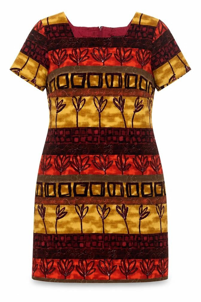 Byer Studio Womens Multicoloured Geometric Polyester Shift Size 14 Square Neck Zip
