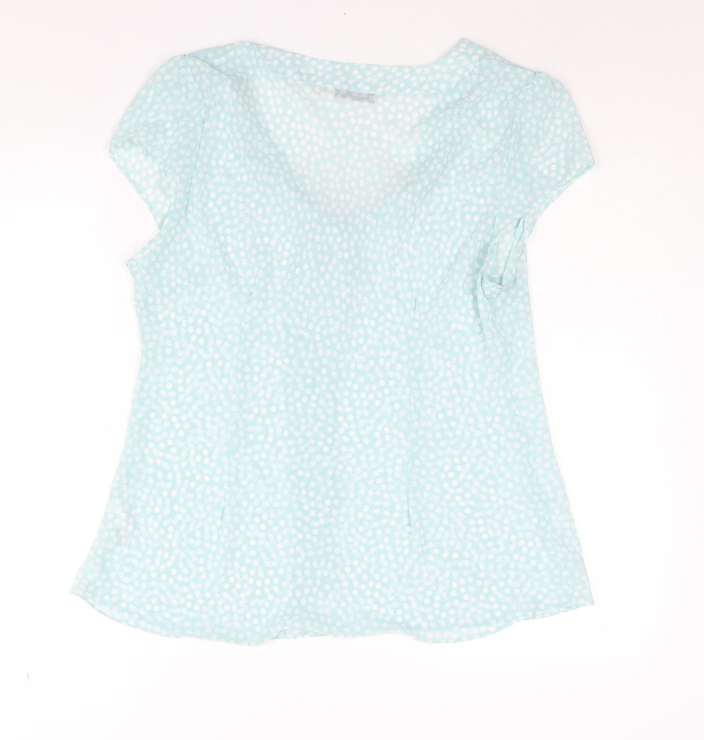 RJR.John Rocha Womens Blue Polka Dot Polyester Basic Blouse Size 18 V-Neck - Tie Detail Semi Sheer