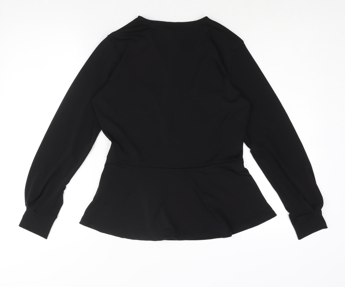 H&M Womens Black Polyester Basic Blouse Size S V-Neck - Peplum