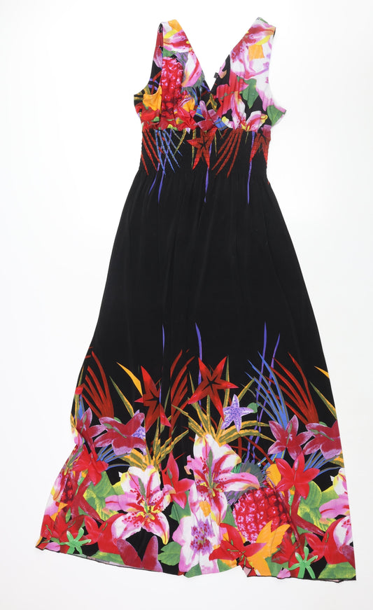 Casamia Womens Black Polyester Maxi Size M V-Neck Pullover - Floral Print