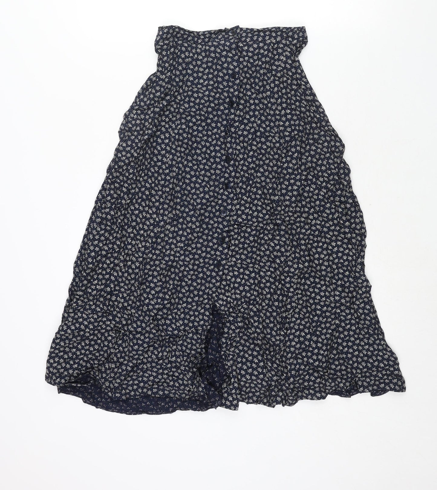 Principles Womens Blue Geometric Polyester Flare Skirt Size 24 in Button