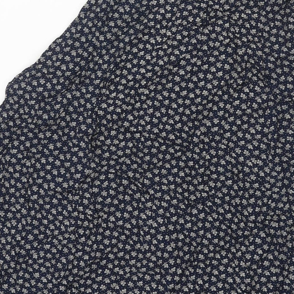 Principles Womens Blue Geometric Polyester Flare Skirt Size 24 in Button