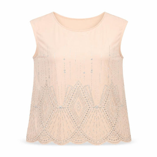 Roman Womens Pink Polyester Camisole Blouse Size 16 Round Neck - Geometric Glitter Print