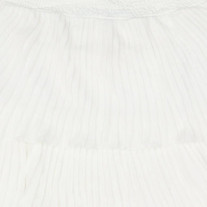 Zara Womens White Polyester Basic Blouse Size M Boat Neck - Layered Pleat