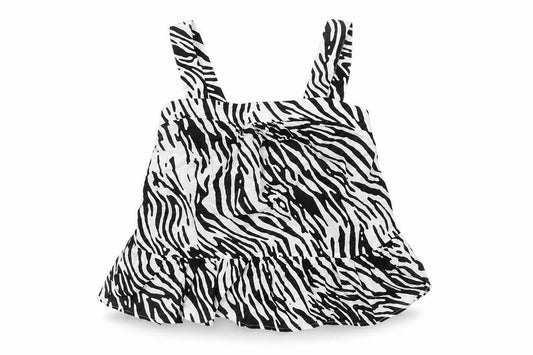 Marks and Spencer Womens White Animal Print Cotton Camisole Blouse Size 6 Square Neck - Zebra Print