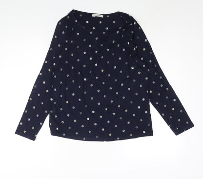 Classics Womens Blue Polka Dot Viscose Basic Blouse Size 14 Round Neck - Twist Detail
