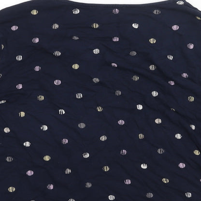 Classics Womens Blue Polka Dot Viscose Basic Blouse Size 14 Round Neck - Twist Detail