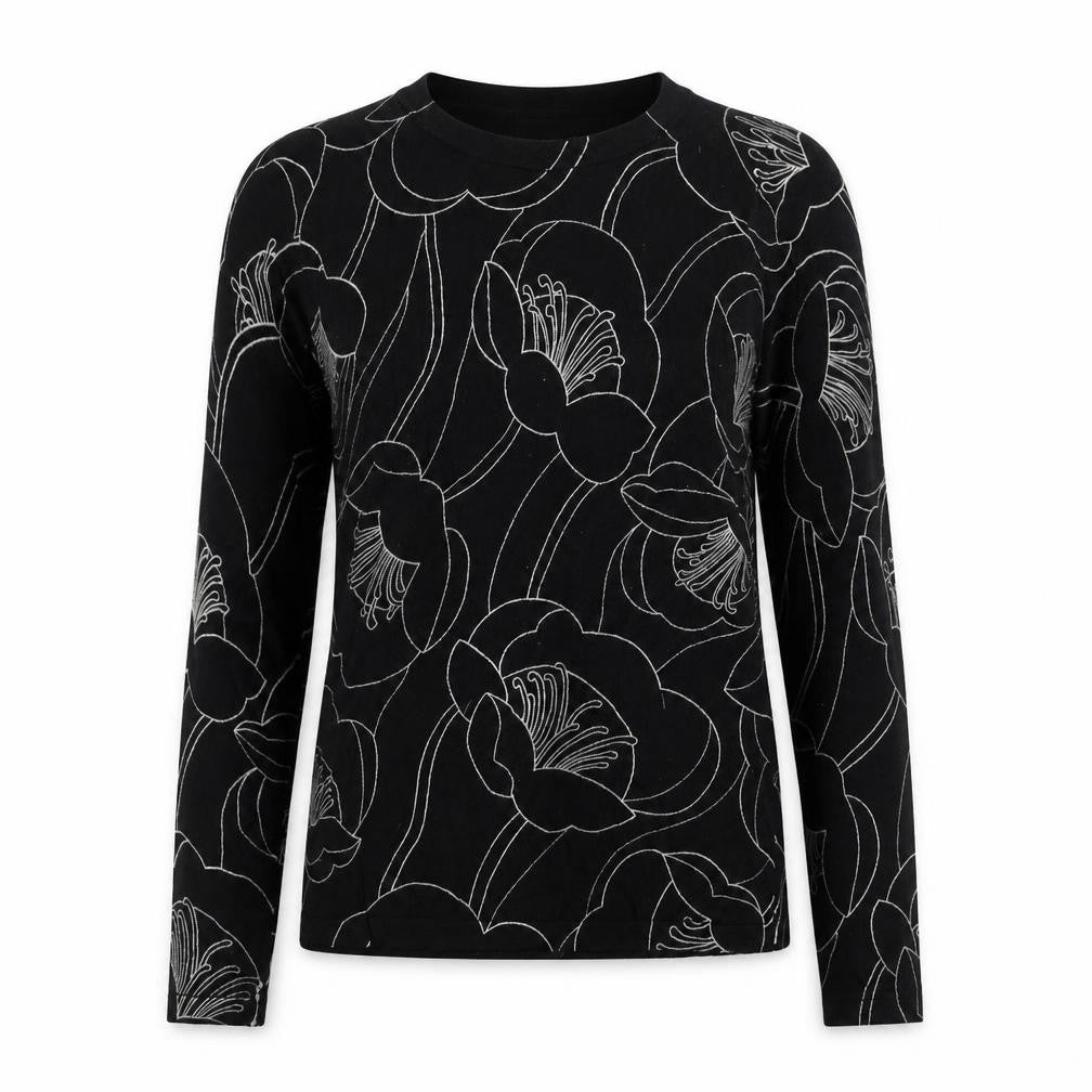 NEXT Womens Black Round Neck Floral Viscose Pullover Jumper Size 8