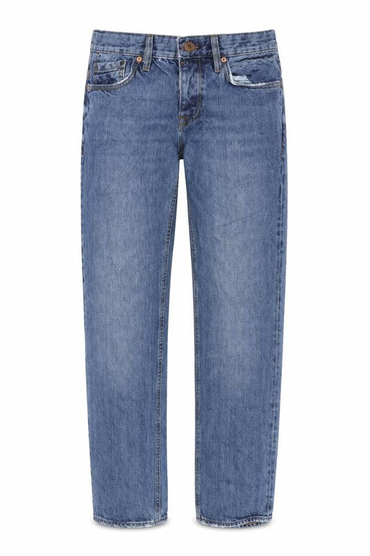 River Island Mens Blue Cotton Straight Jeans Size 30 in L30 in Regular Button