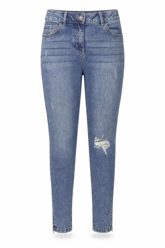 Matalan Womens Blue Cotton Skinny Jeans Size 8 L25 in Regular Zip - Zipped Hems