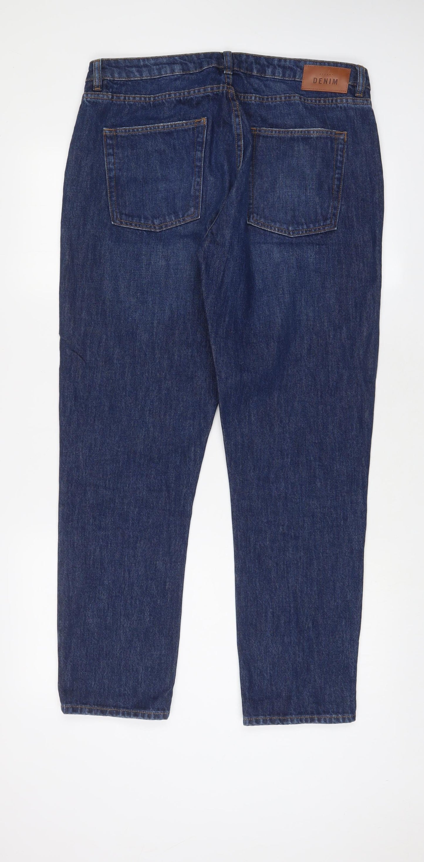 Sézane Mens Blue Cotton Straight Jeans Size 32 in L30 in Regular Zip