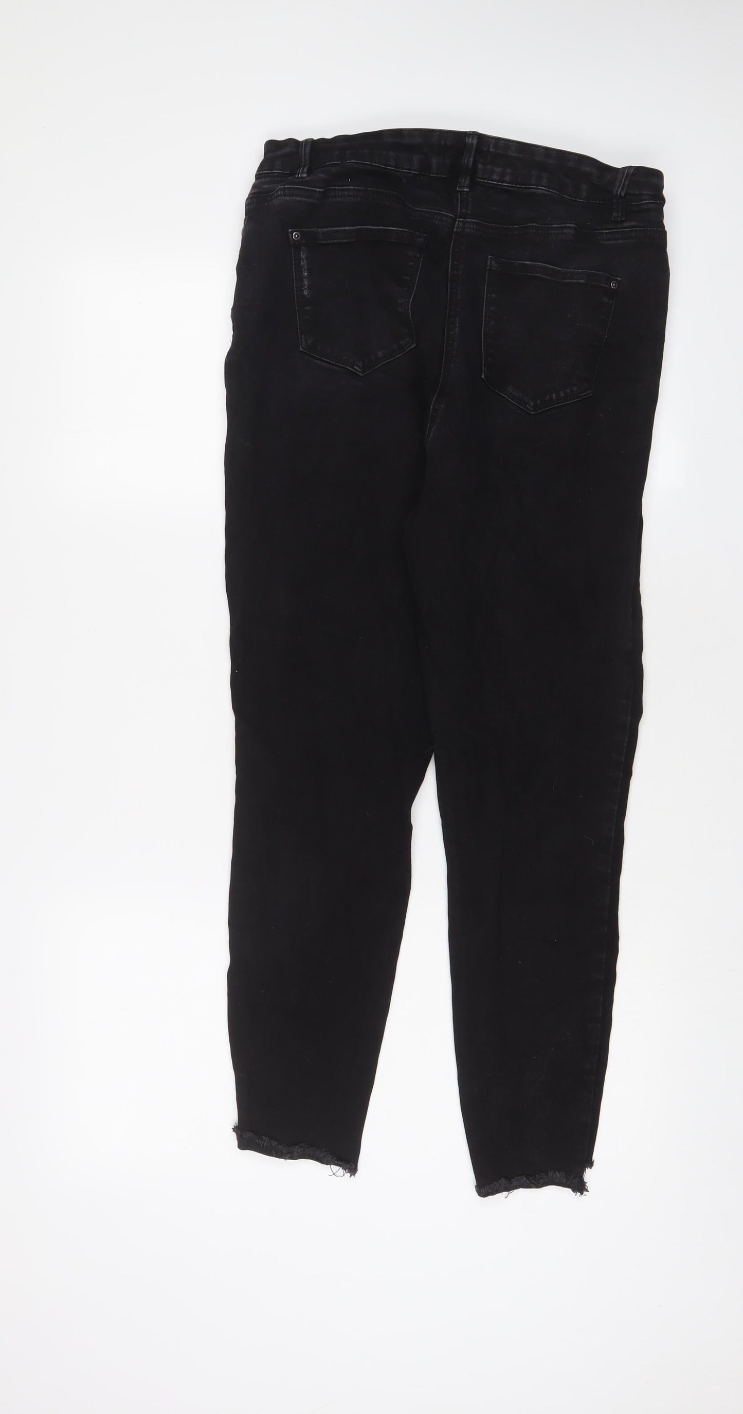 Papaya Womens Black Cotton Skinny Jeans Size 16 L27 in Regular Zip