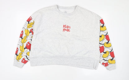Preloved Disney Womens Grey Geometric Cotton Pullover Sweatshirt Size XL Pullover - Mickey Mouse - Front