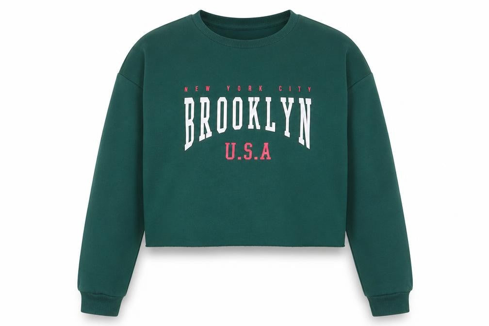New Look Girls Green Cotton Pullover Sweatshirt Size 12-13 Years Pullover - Brooklyn