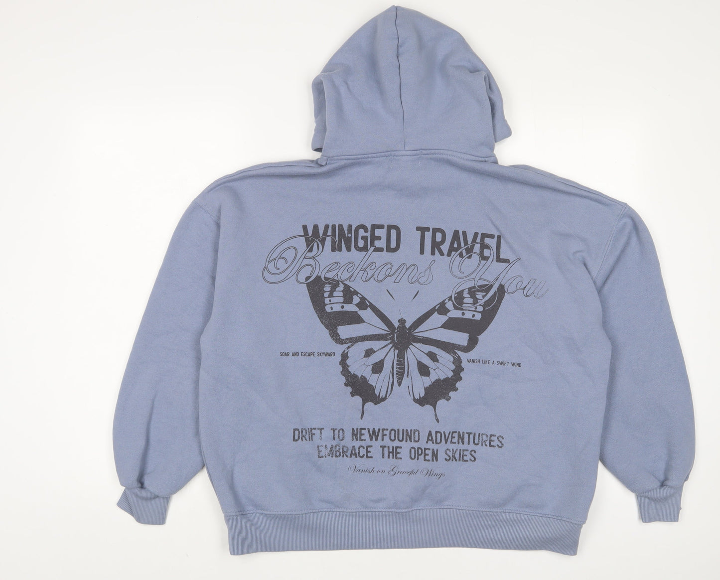 Pull&Bear Womens Blue Cotton Pullover Hoodie Size M Pullover