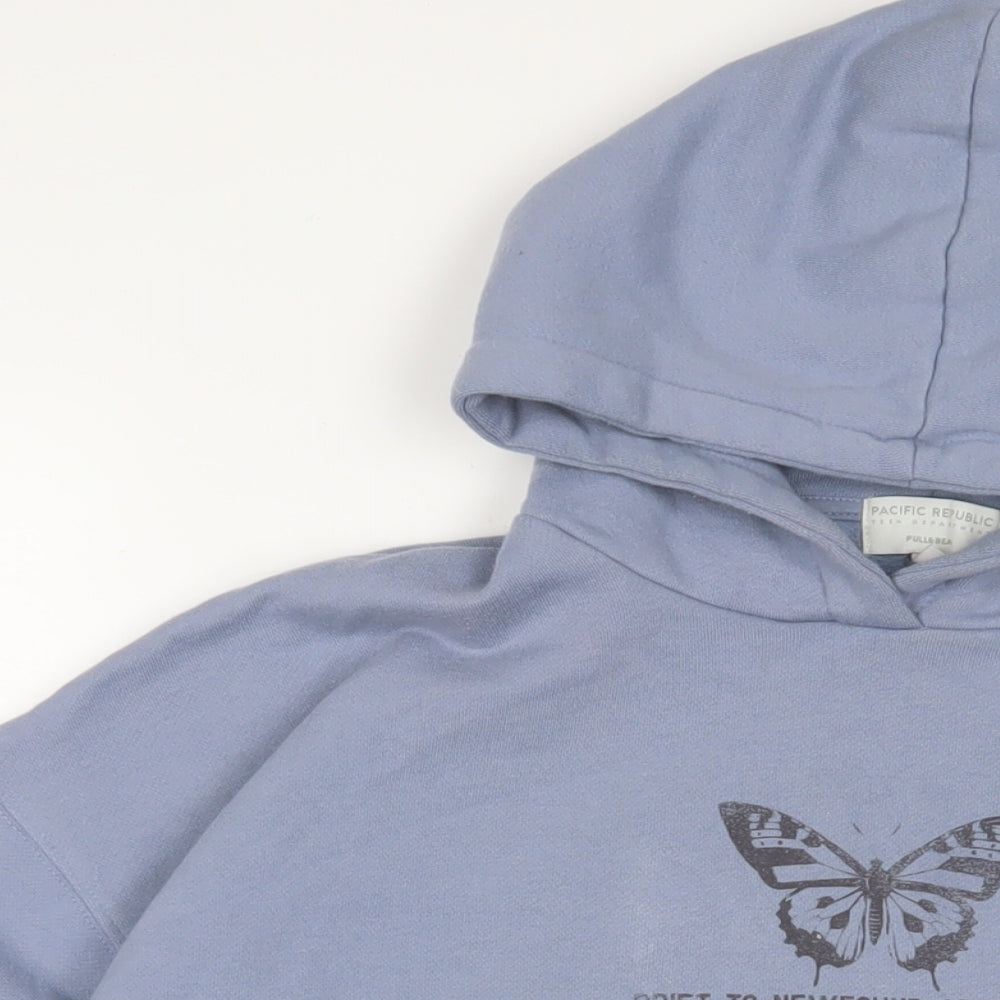 Pull&Bear Womens Blue Cotton Pullover Hoodie Size M Pullover