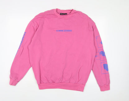 Additional front view of ASOS women’s pink cotton pullover sweatshirt, size XS, pullover