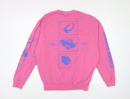 Back view of ASOS women’s pink cotton pullover sweatshirt, size XS, pullover