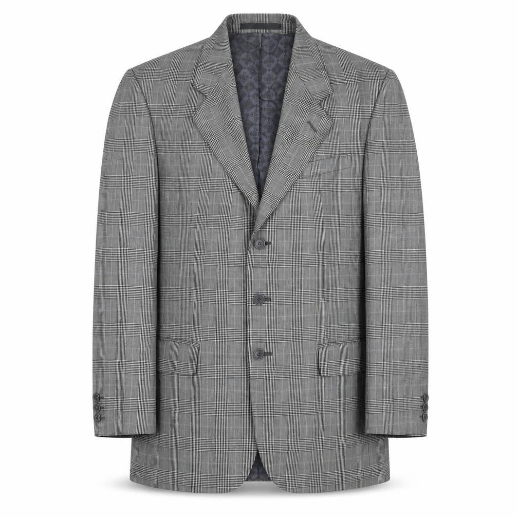 T. Bickerdyke & Sons Mens Grey Plaid Polyester Jacket Suit Jacket Size 40 Regular