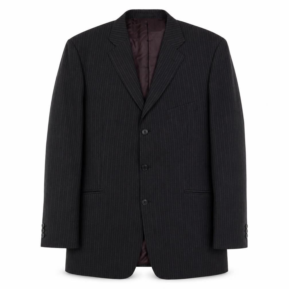 Marks & Spencer Mens Grey Striped Wool Jacket Suit Jacket Size 44 Regular