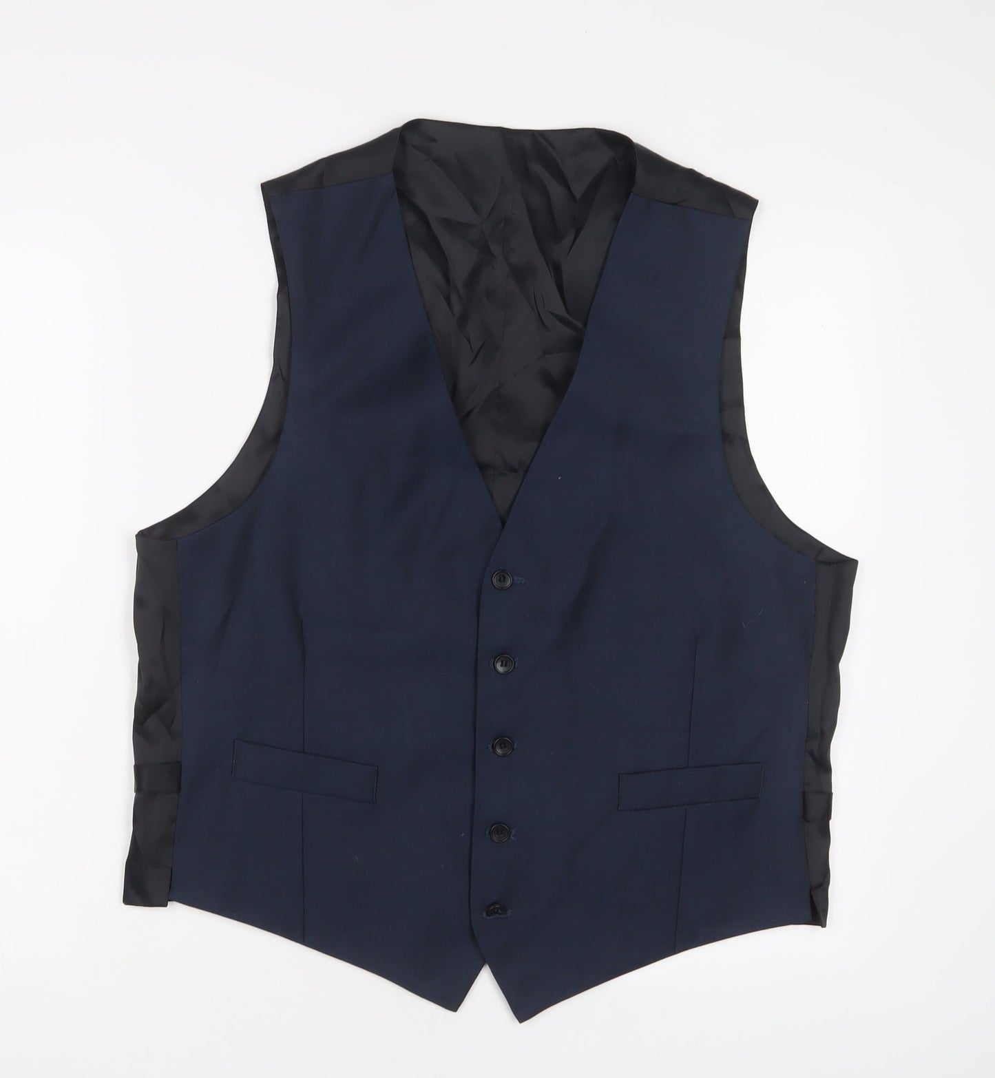Marks and Spencer Mens Blue Wool Jacket Suit Waistcoat Size 42 Regular