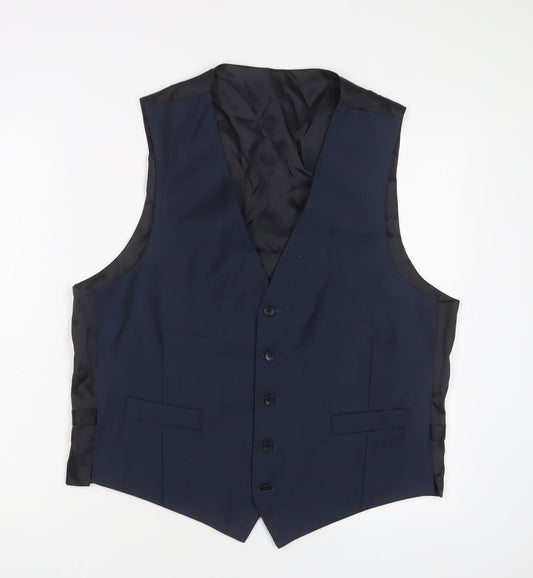 Marks and Spencer Mens Blue Wool Jacket Suit Waistcoat Size 42 Regular