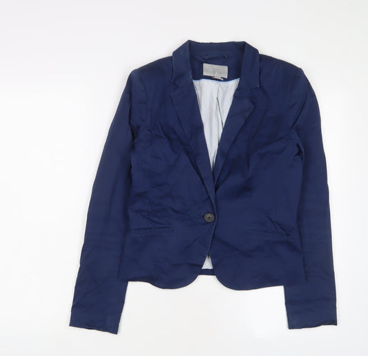 H&M Womens Blue Jacket Blazer Size 10 Button
