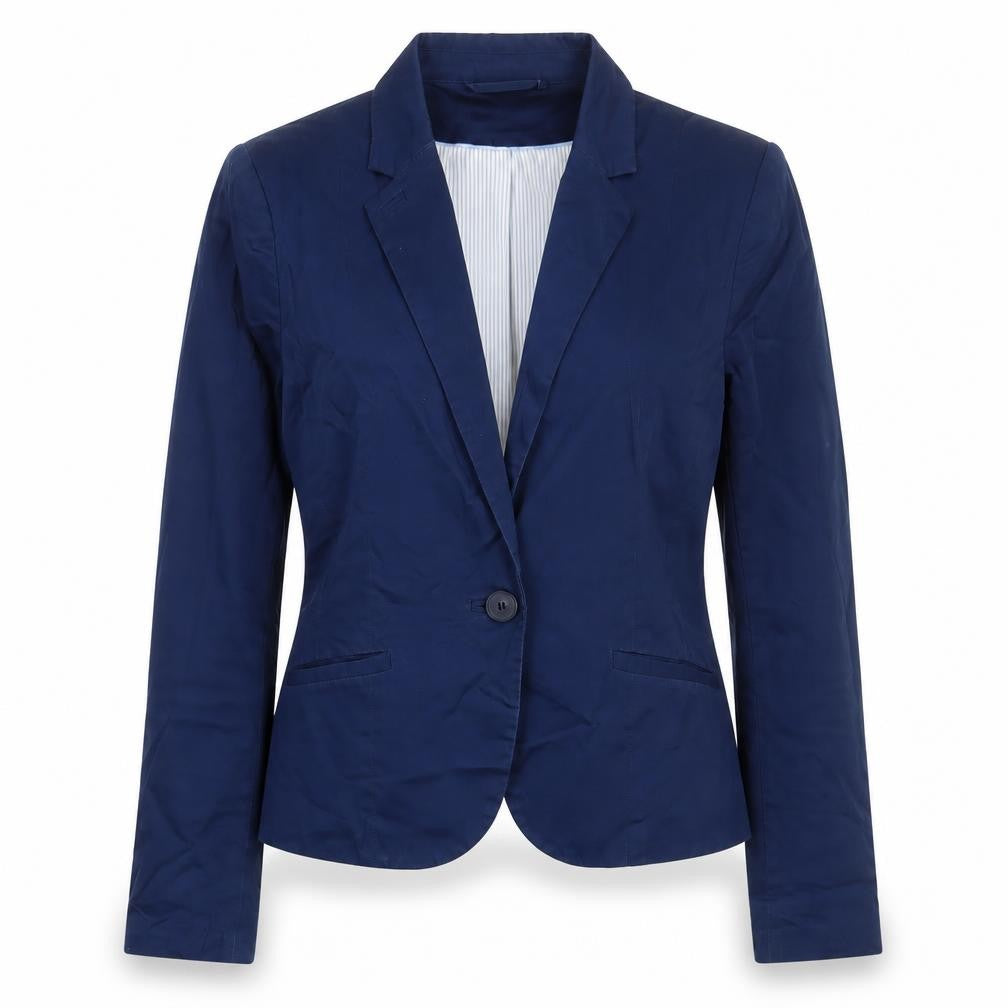 H&M Womens Blue Jacket Blazer Size 10 Button