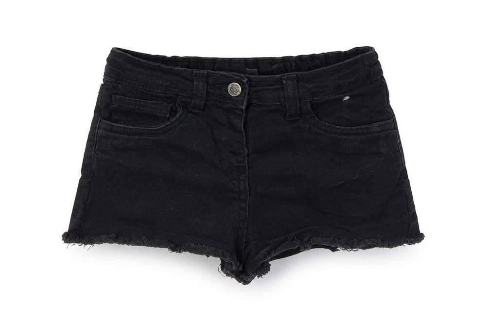 Pep&Co Girls Black Cotton Bermuda Shorts Size 8-9 Years Regular Tie - Raw Hem