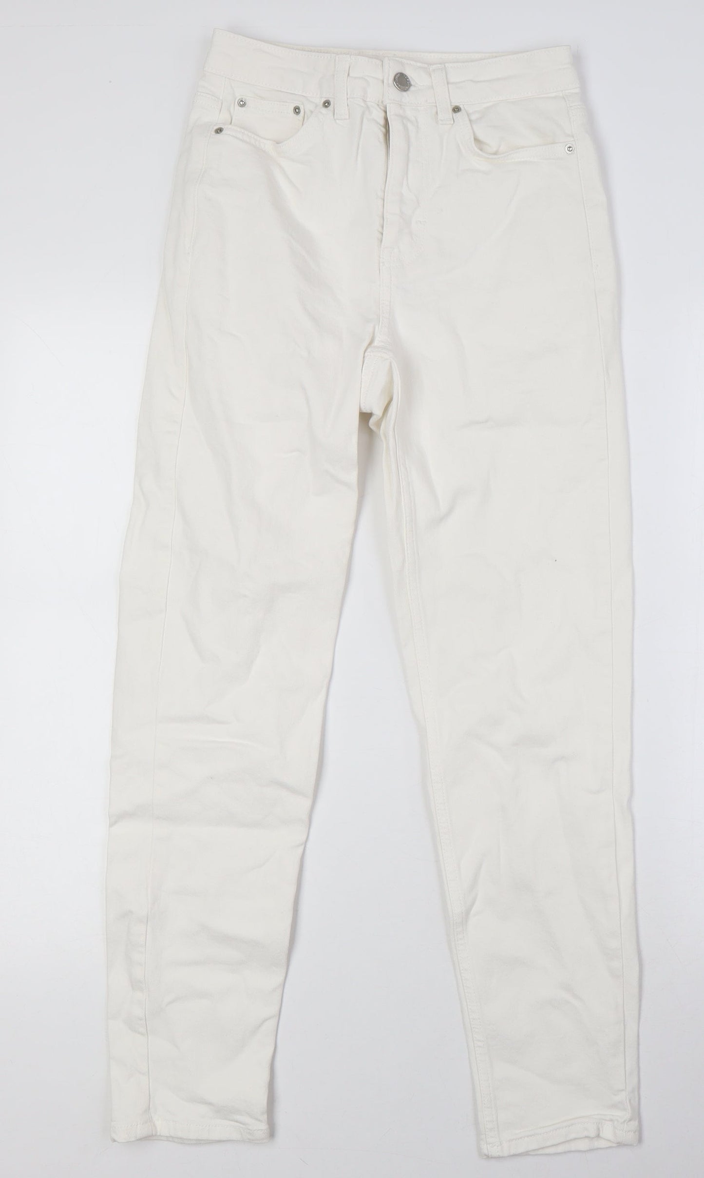 Topshop Womens Ivory Cotton Mom Jeans Size 25 in L28 in Regular Zip