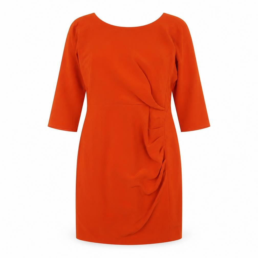 Marks & Spencer Womens Orange Polyester A-Line Size 12 Boat Neck Zip