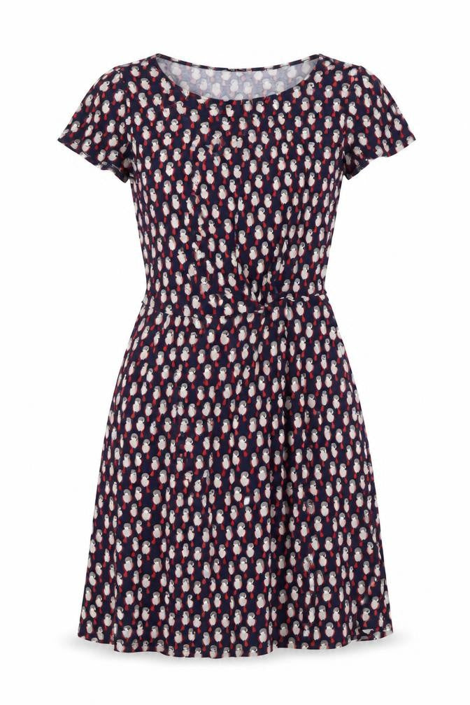 Oasis Womens Blue Viscose A-Line Size XS Round Neck - Little Birds