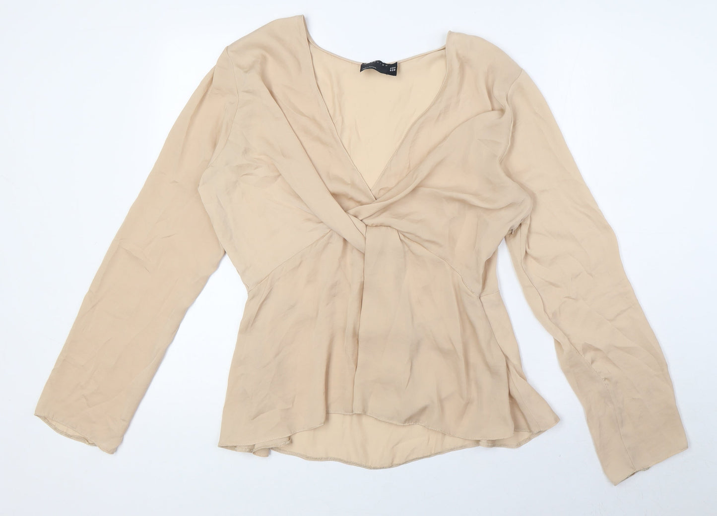 ASOS Womens Beige Polyester Basic Blouse Size 16 V-Neck