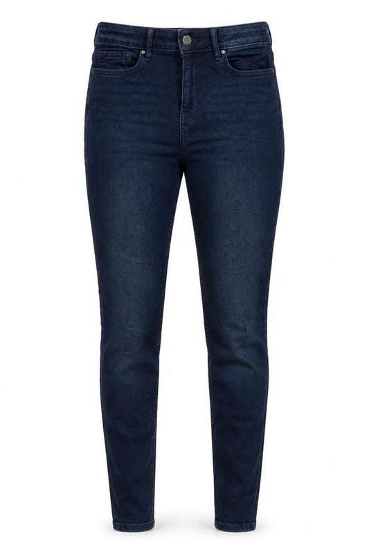 F&F Womens Blue Cotton Blend Tapered Jeans Size 8 L27.5 in Regular Zip