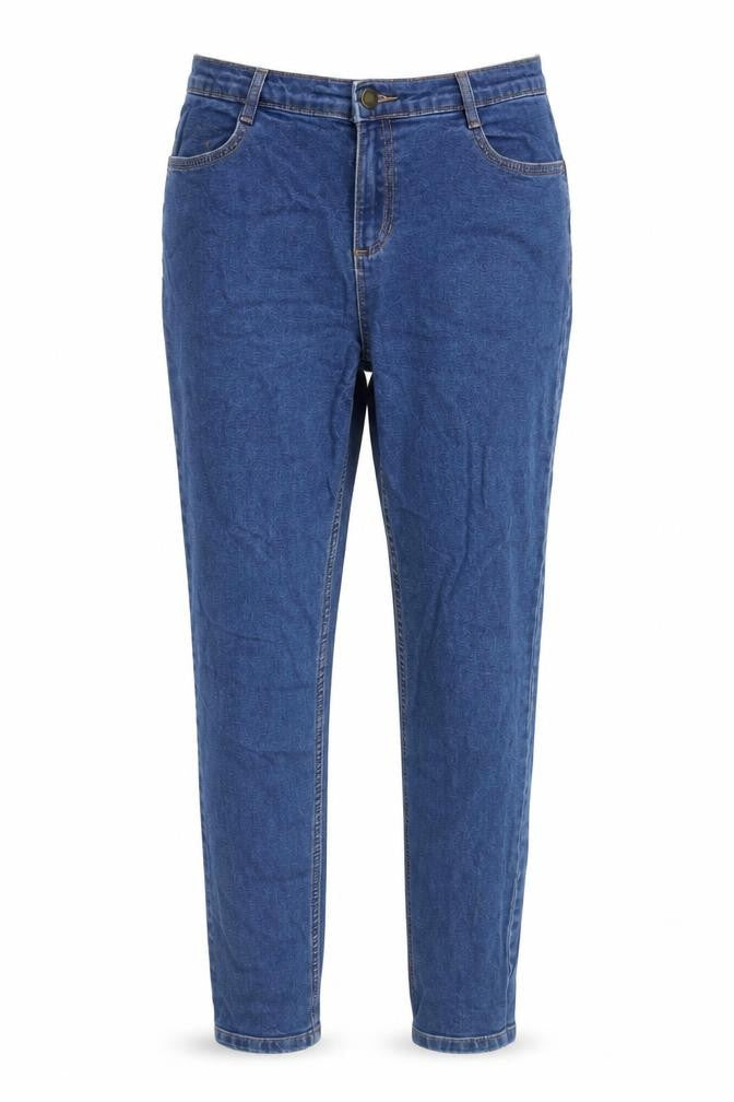 Marks & Spencer Womens Blue Cotton Blend Straight Jeans Size 14 L30 in Regular Zip
