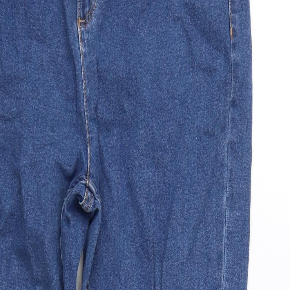 Marks and Spencer Womens Blue Cotton Blend Straight Jeans Size 14 L30 in Regular Zip