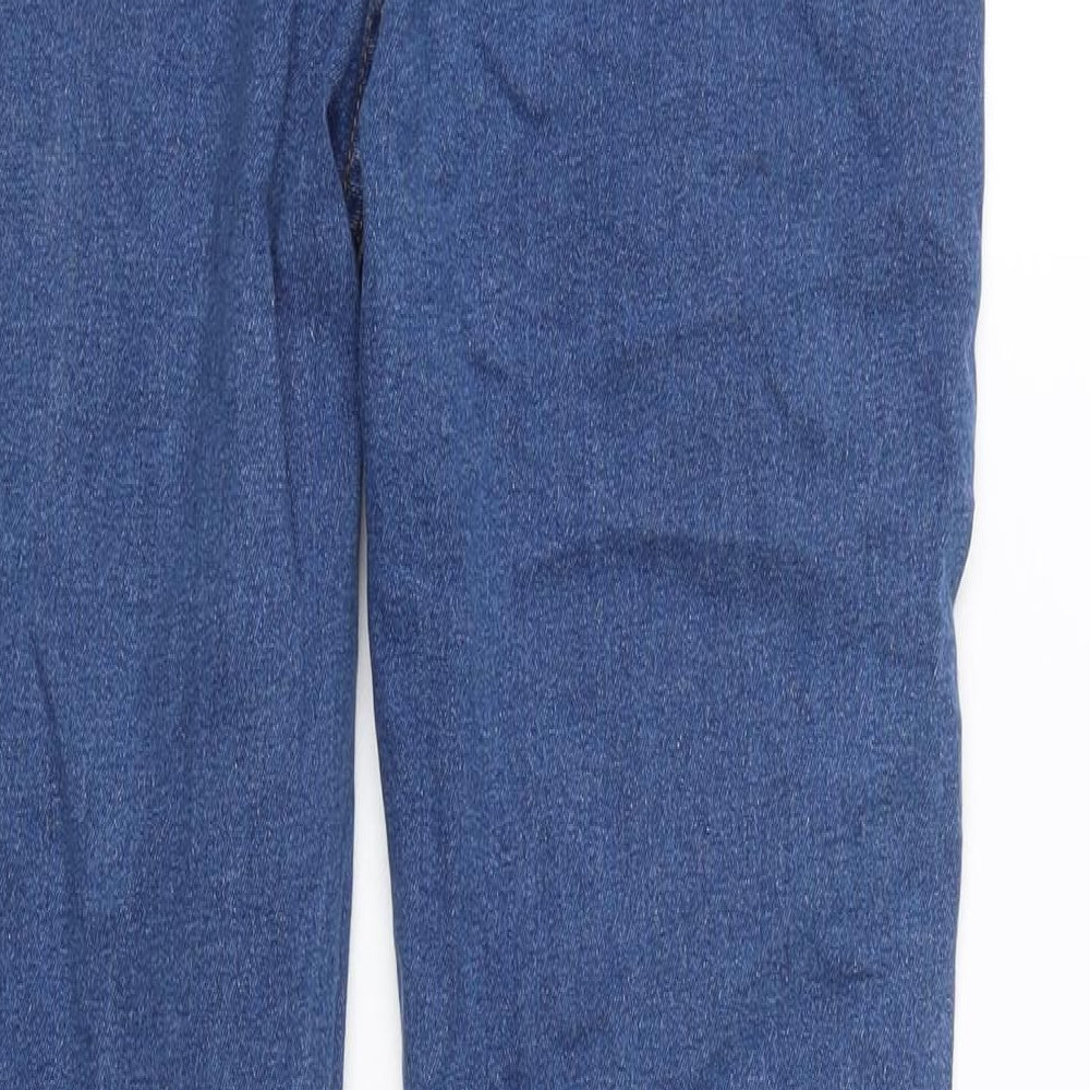 Marks and Spencer Womens Blue Cotton Blend Straight Jeans Size 14 L30 in Regular Zip