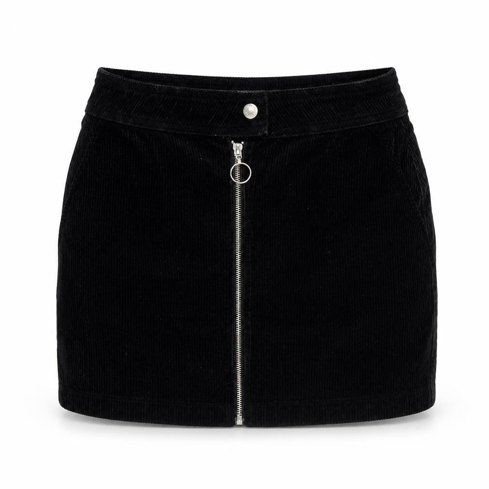 BDG Womens Black Cotton A-Line Skirt Size M Zip