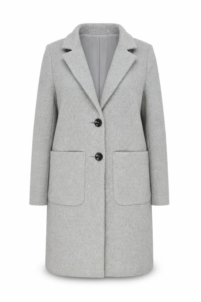 New Look Womens Grey Pea Coat Coat Size 8 Button