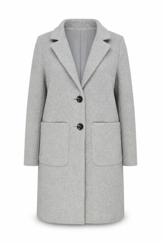 New Look Womens Grey Pea Coat Coat Size 8 Button