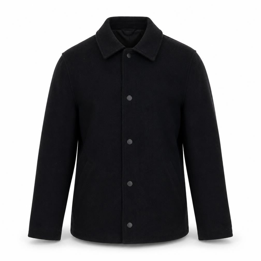 H&M Mens Black Overcoat Coat Size S Zip