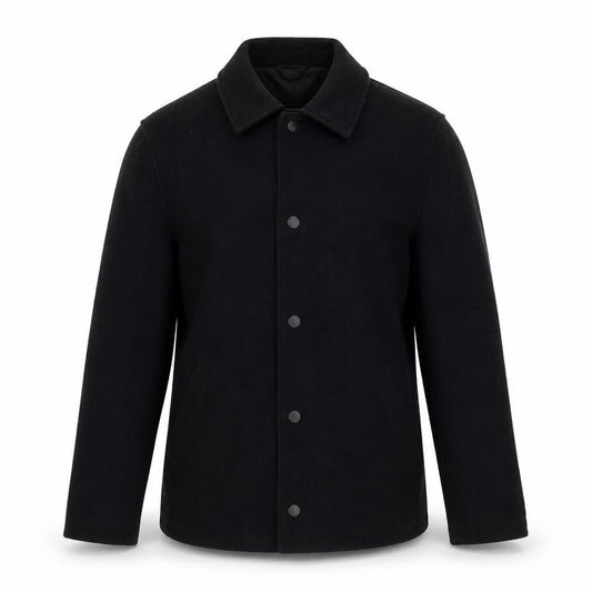 H&M Mens Black Overcoat Coat Size S Zip