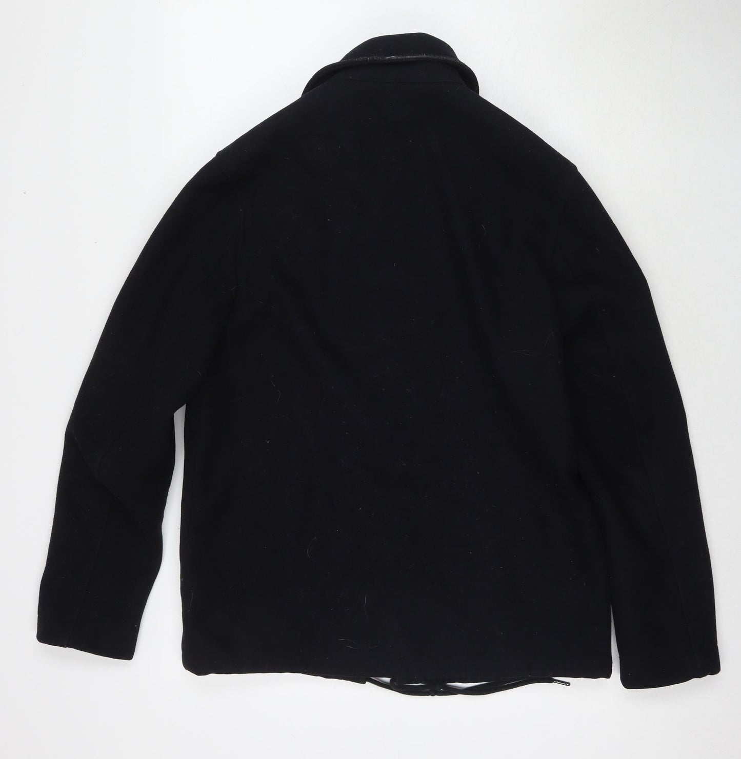 H&M Mens Black Overcoat Coat Size S Zip