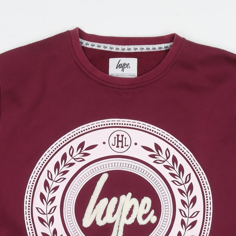 Hype Mens Red Cotton Pullover Sweatshirt Size M - Logo