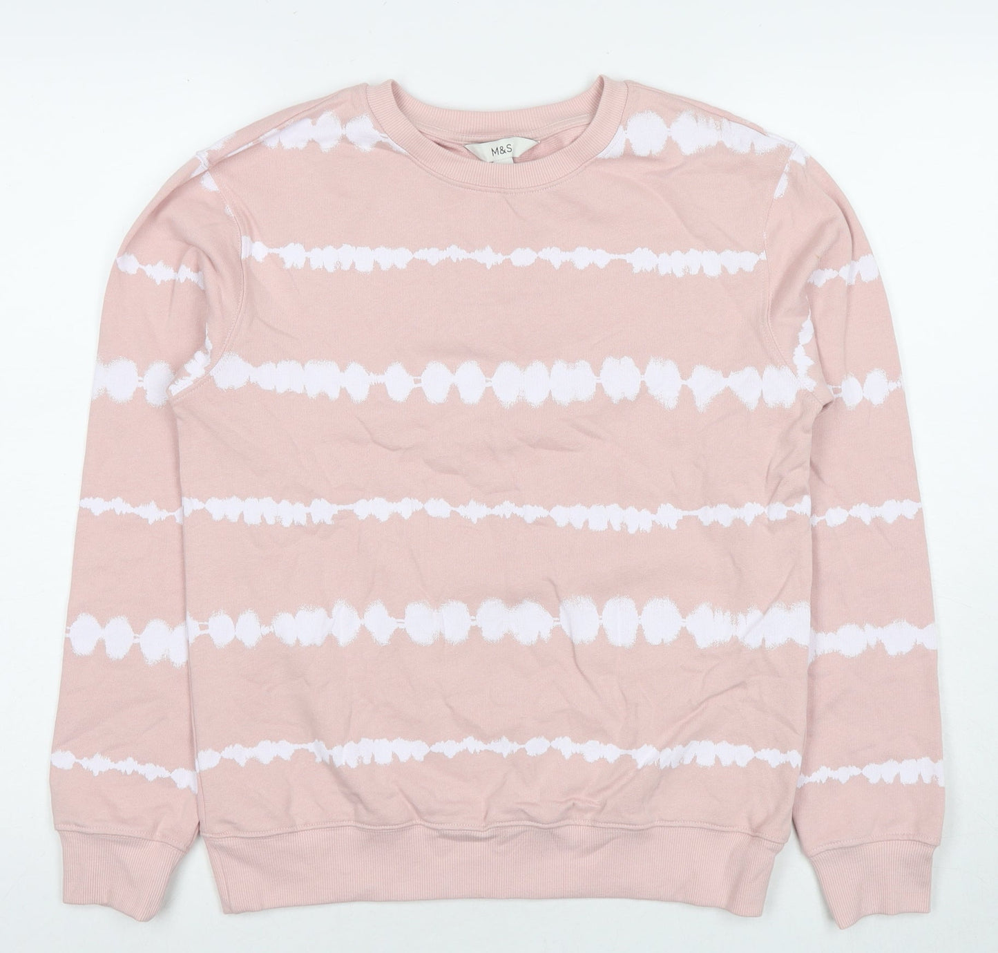 Marks and Spencer Womens Pink Geometric Cotton Pullover Sweatshirt Size XS Pullover