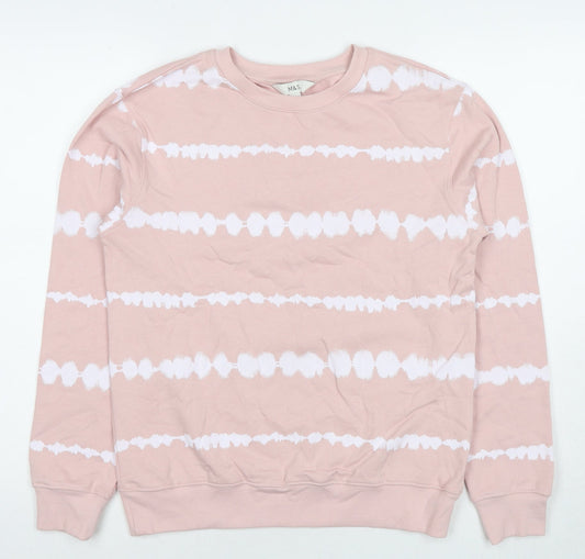 Marks and Spencer Womens Pink Geometric Cotton Pullover Sweatshirt Size XS Pullover