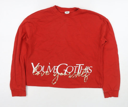 River Island Girls Red Cotton Pullover Sweatshirt Size 11-12 Years Pullover - You've Got This