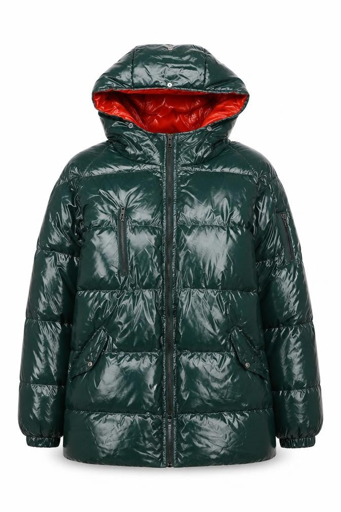 Boohoo Womens Green Puffer Jacket Jacket Size 8 Zip