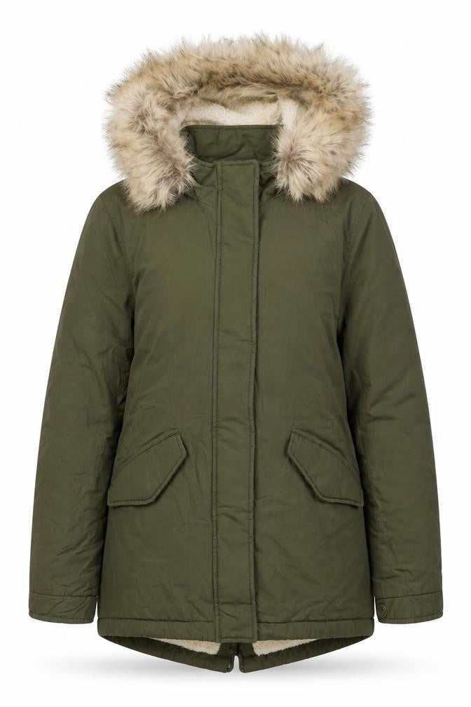 Marks & Spencer Womens Green Parka Jacket Size 8 Zip